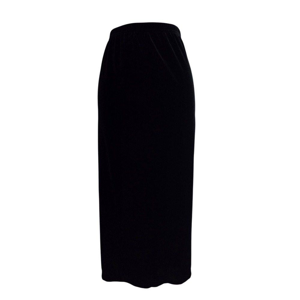 Vintage Black Velour Maxi Skirt With Side Slits Pull On Stretchy S/M